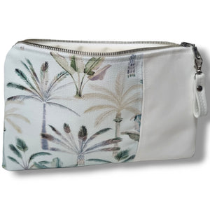 Pastel Blue Palm and White Clutch