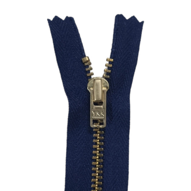 YKK Metal Zip Navy with Gold Regular Pull 4.5 Thread Candy