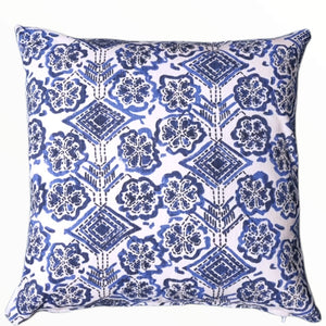 Blue Floral Damask Indoor Cushion 