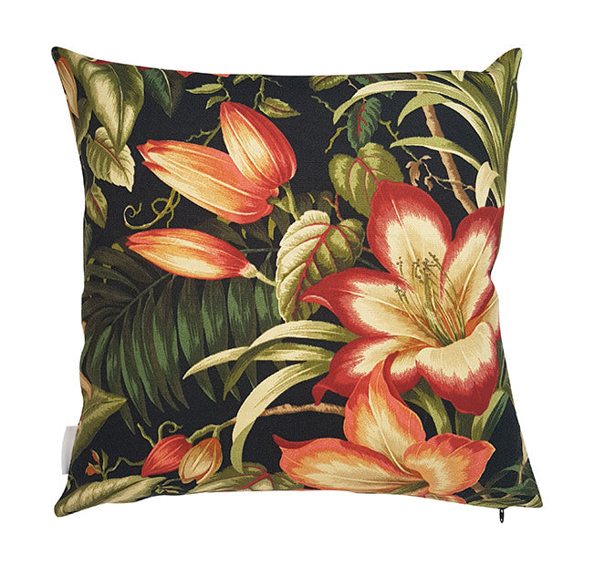 Floral Ebony Glow Indoor/Outdoor Cushion Cover