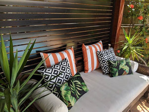 Orange and white wide stripe outdoor cushion cover