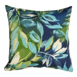 Pastel Blue Leaves Outdoor Cushion Cover