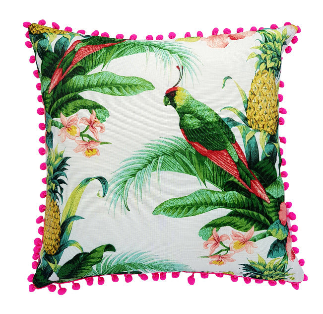 Tropical Bird with Pom-Poms Indoor Cushion Cover