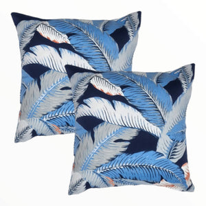 Tommy Bahama Blue and White Palms Outdoor Cushion