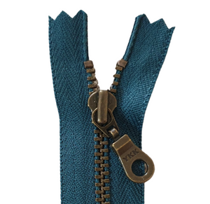 YKK Metal Zip Teal with Bronze Donut Pull - Colour 390