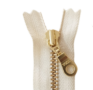 YKK Metal Zip # 4.5 Off White Cream with Gold Donut Pull - Colour 099