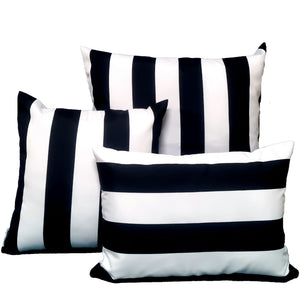 Black and White Striped Outdoor Cushions