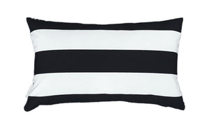 Black and White Horizontal Striped Outdoor Cushion Cover