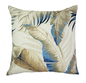Tropical Blue/Grey Banana Leaves Indoor Cushion Cover