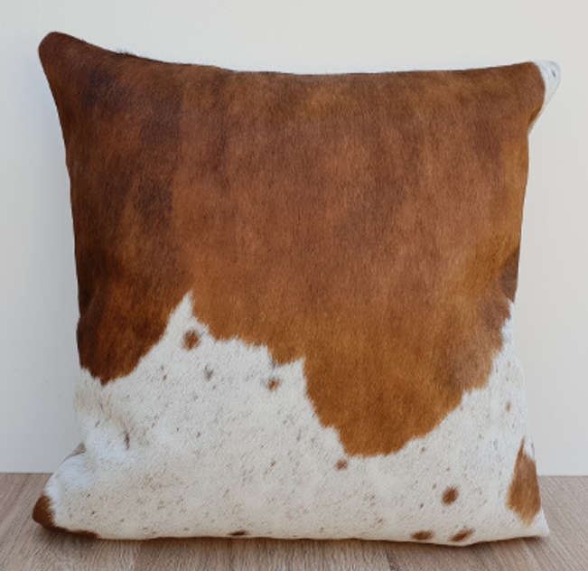 White and Brown Brindle Cowhide Cushion 45cm