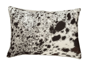 Chocolate Brown and White Spotted Cowhide  Cushion