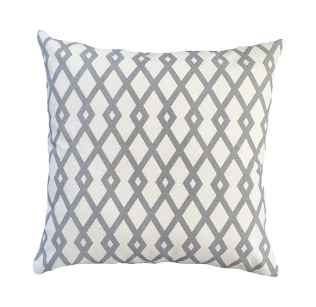 Grey and Creamy White Geometric Indoor Cushion Cover
