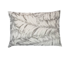 Grey and white jungle leaves cushion