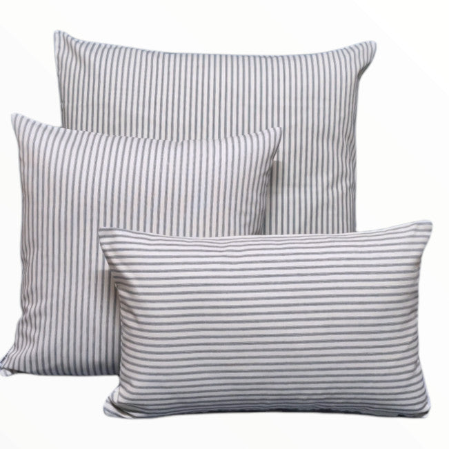 Light Grey/Blue Hamptons Striped Indoor Cushion Cover