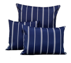 Navy Blue and White Pinstripe Hamptons Style Cushions all sizes