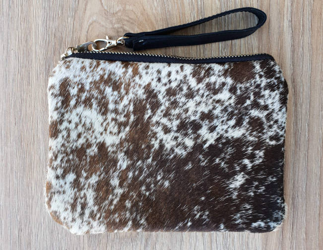 Brown Cowhide Leather Mini Clutch