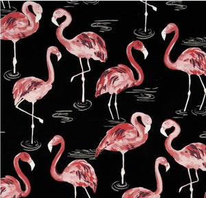 Terrasol Black Flamingos Fabric per meter