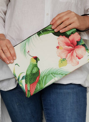 Tropical Hibiscus and Parrot Clutch