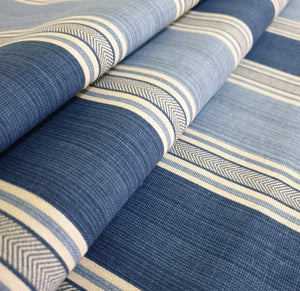 Bold Blue Stripes Hamptons Indoor Cushion fabric