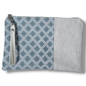 Blue Geometric and White Clutch