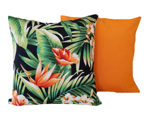 Hibiscus flowers solid orange outdoor cushions