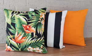Hibiscus flowers solid orange outdoor cushions