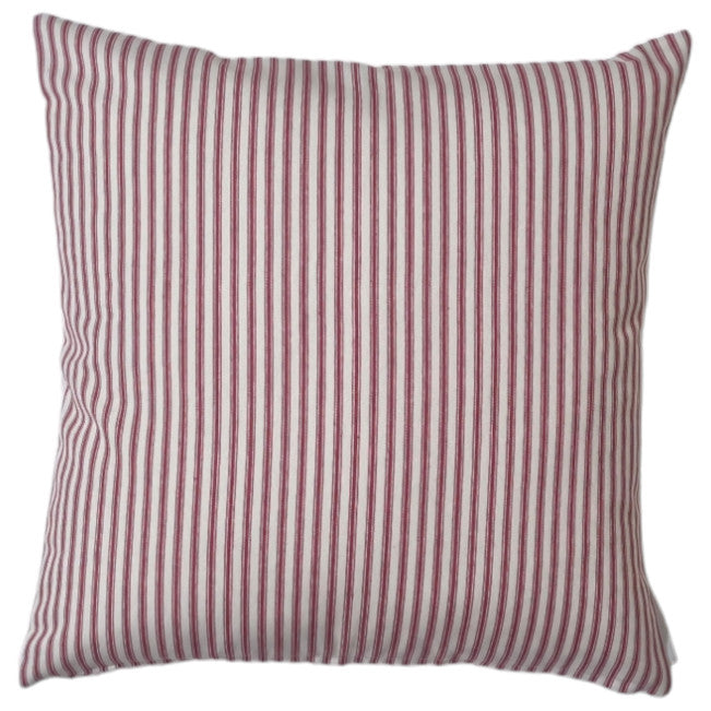 Raspberry Ticking Stripe Indoor Cushion Cover