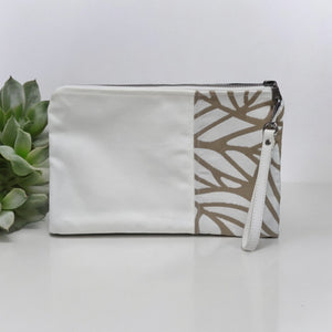 Beige Geometric and White Clutch