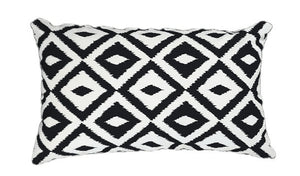 Black and White Diamond Outdoor Lumbar Cushion Cover