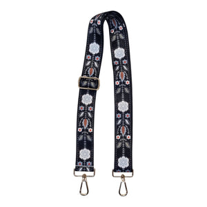 Black White Floral Replacement Bag Strap