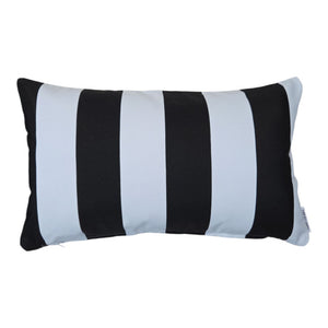 Black and White Striped Outdoor Lumbar Cushion Cover