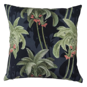 Black and Green Tropical Palms Outdoor Cushion Cover