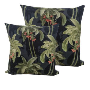 Black and Green Tropical Palms Outdoor Cushion Cover