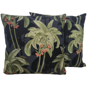 Black and Green Tropical Palms Outdoor Cushion Cover