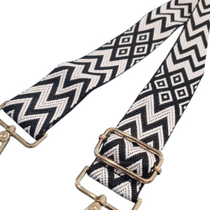 White and Black Chevron Replacement Bag Strap