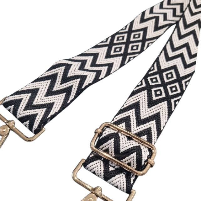 White and Black Chevron Replacement Bag Strap