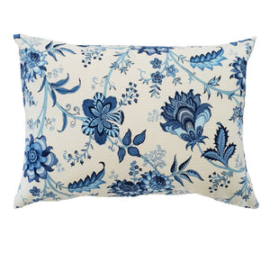 Blue Hamptons Style Floral Indoor Lumbar Cushion Cover