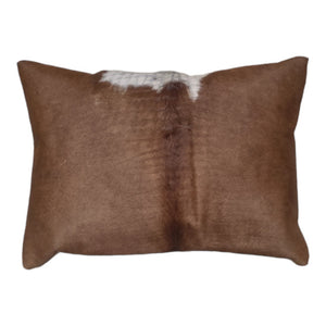 Brown and White Cowhide Lumbar Cushion 50cm x 35cm