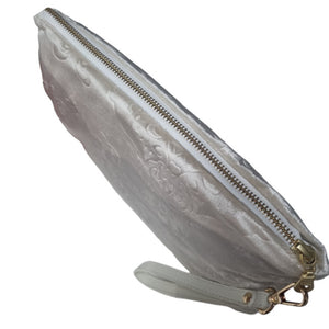 Embossed Ivory Velvet Clutch