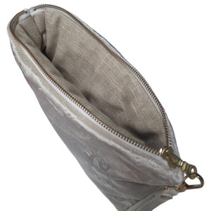 Embossed Ivory Velvet Clutch
