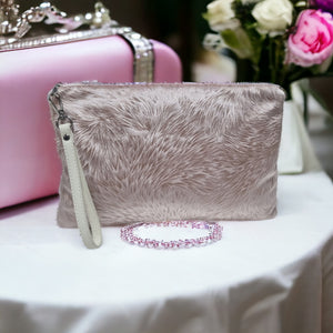 Embossed Pink Velvet Clutch