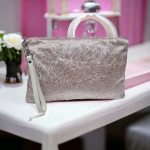 Embossed Pink Velvet Clutch