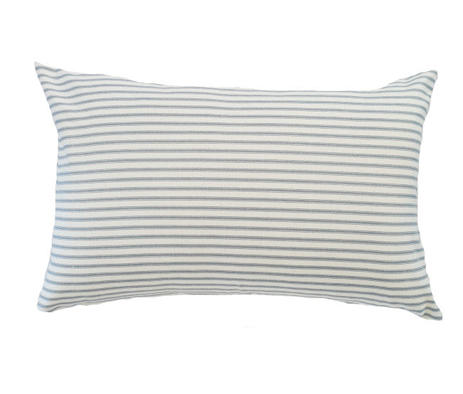 Light Grey/Blue Hamptons Striped Indoor Lumbar Cushion Cover
