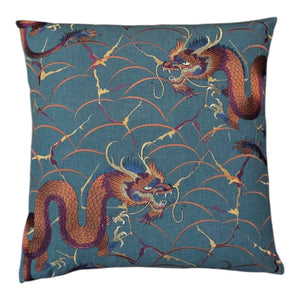 Mystic Dragon Malachite Embroidered Indoor Cushion Cover