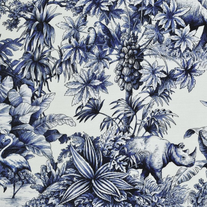 P Kaufmann Jardin Animalier Indigo Fabric per meter