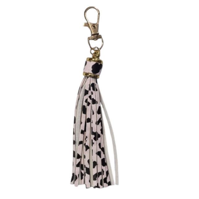 Pink Leopard Leather Tassel