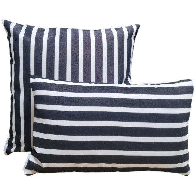 Sunbrella Black and White Thin Stripe Cushion – Thread Candy