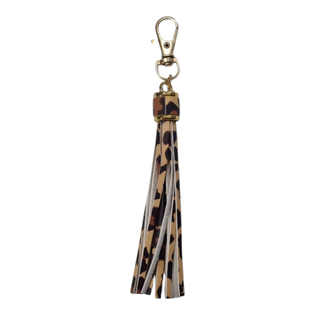 Tan Leopard Leather Tassel