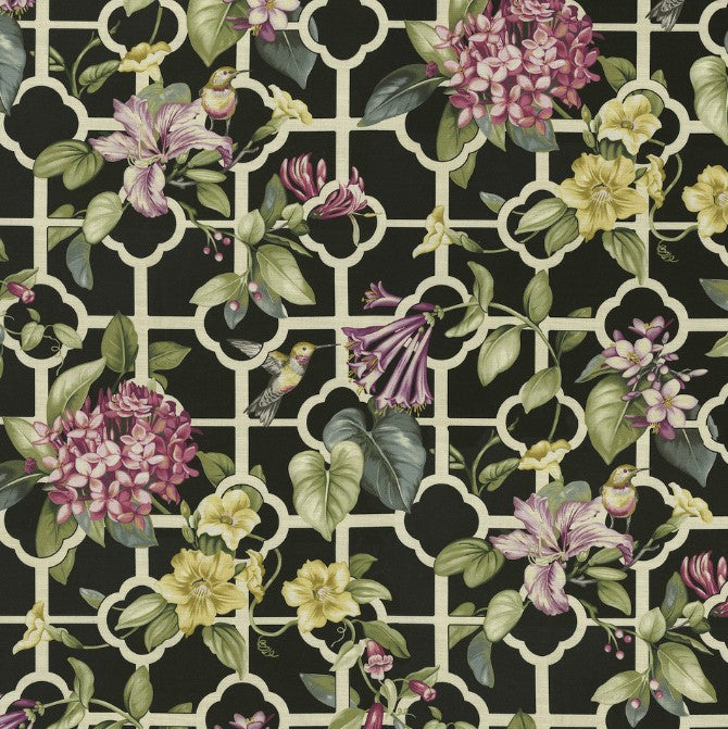 Waverly Treillage Noir Fabric per meter