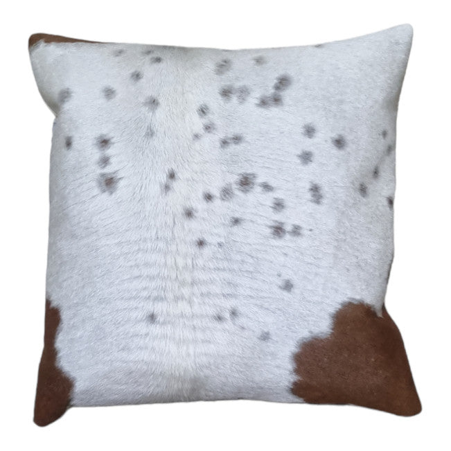 White and Brown Spotted Cowhide Cushion Cover